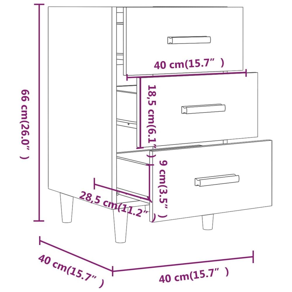 Comodino Bianco 40x40x66 Cm In Legno Multistrato - Foto 7