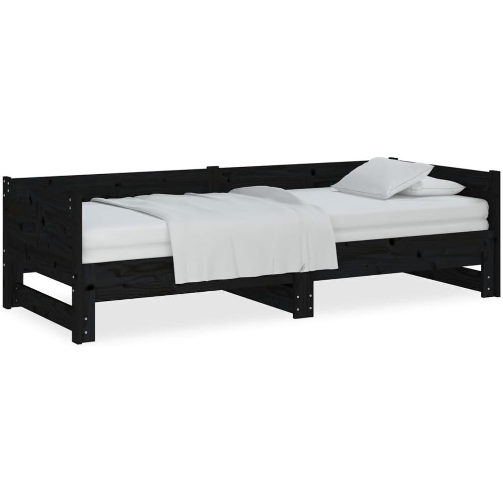 Dormeuse Estraibile Nera In Legno Massello Di Pino 2x (90x190) cm - Foto 2