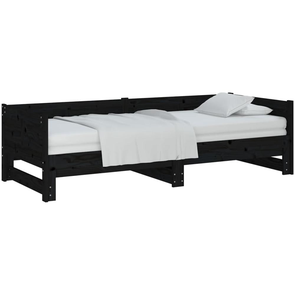 Dormeuse Estraibile Nera In Legno Massello Di Pino 2x (90x190) cm - Foto 3