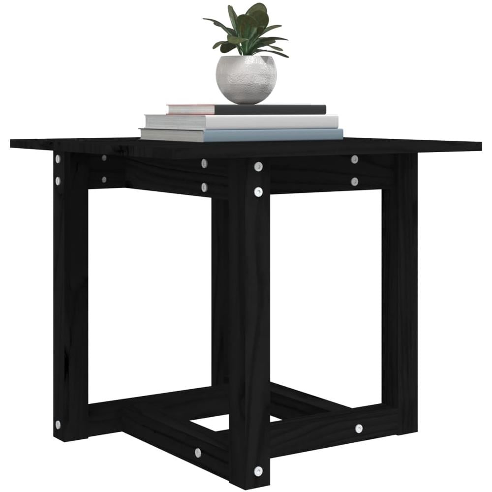 Tavolino da Salotto Nero 50x50x45 cm in Legno Massello di Pino - Foto 6