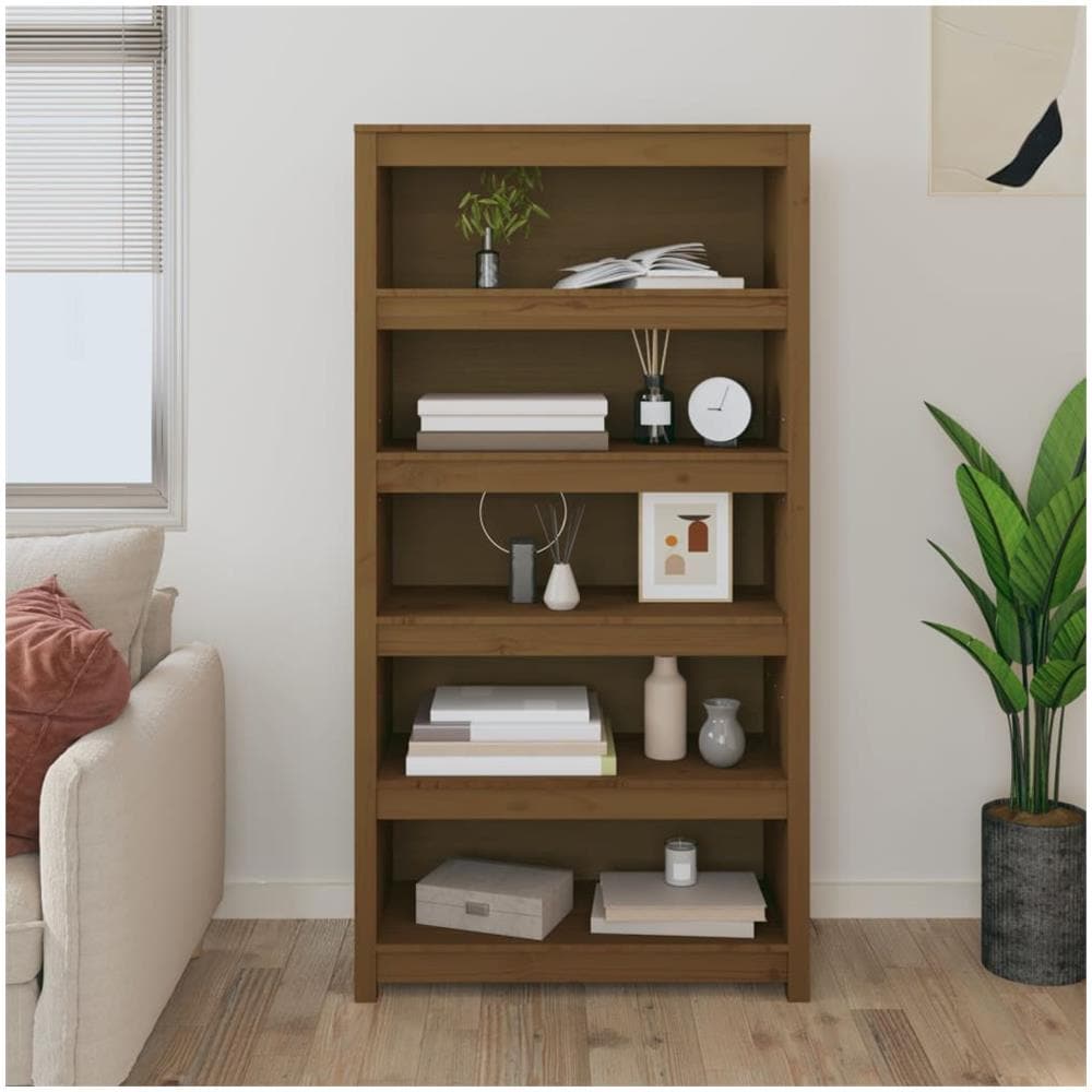 Libreria Marrone Miele 80x35x154 Cm In Legno Massello Di Pino - Foto 1
