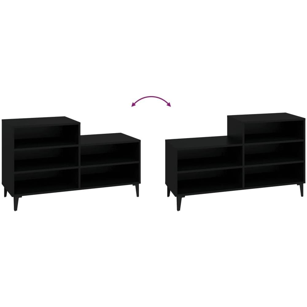 Scarpiera Nera 102x36x60 Cm In Legno Multistrato - Foto 9