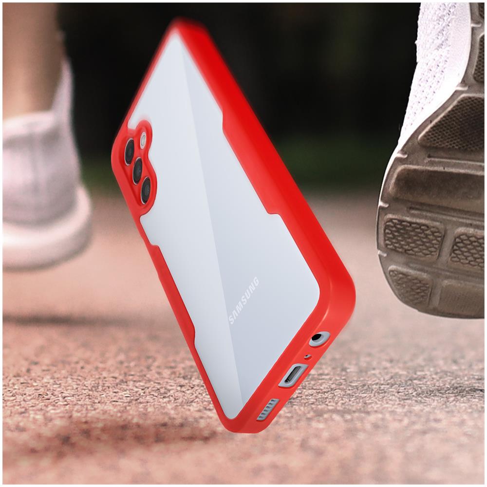 Cover Samsung Galaxy A13 5g / A04s Retro Plexiglass Fronte Polimero Bordo Rosso - Foto 2