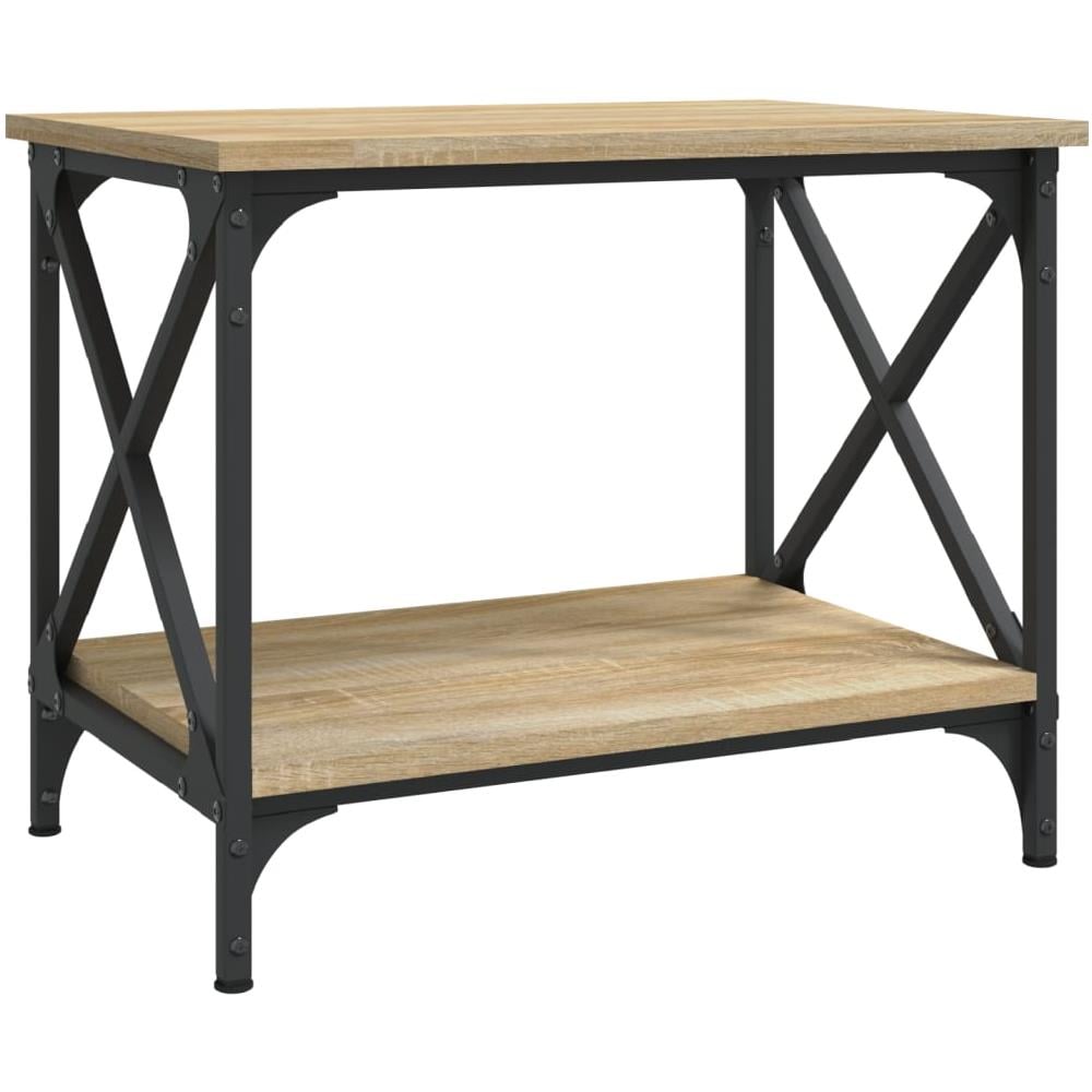 Tavolino Rovere Sonoma 55x38x45 Cm In Legno Multistrato - Foto 2