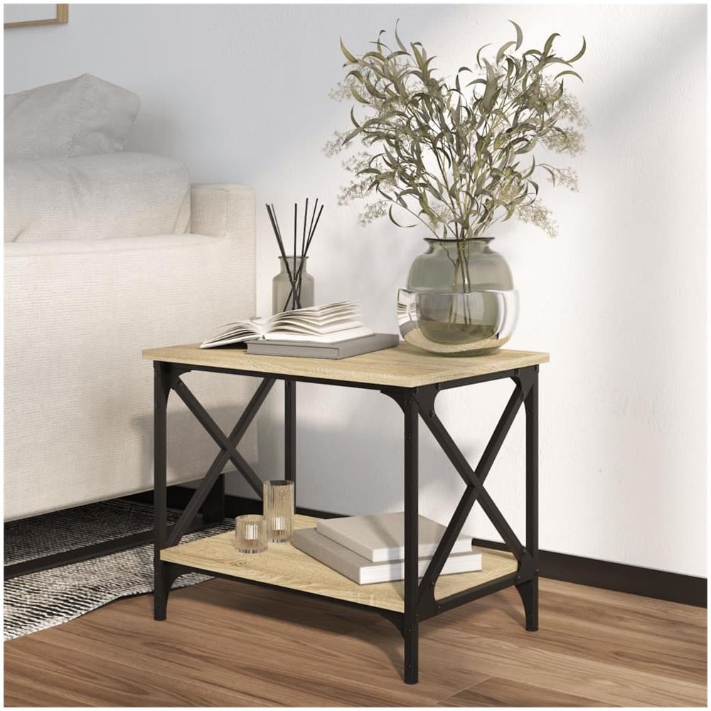 Tavolino Rovere Sonoma 55x38x45 Cm In Legno Multistrato - Foto 3