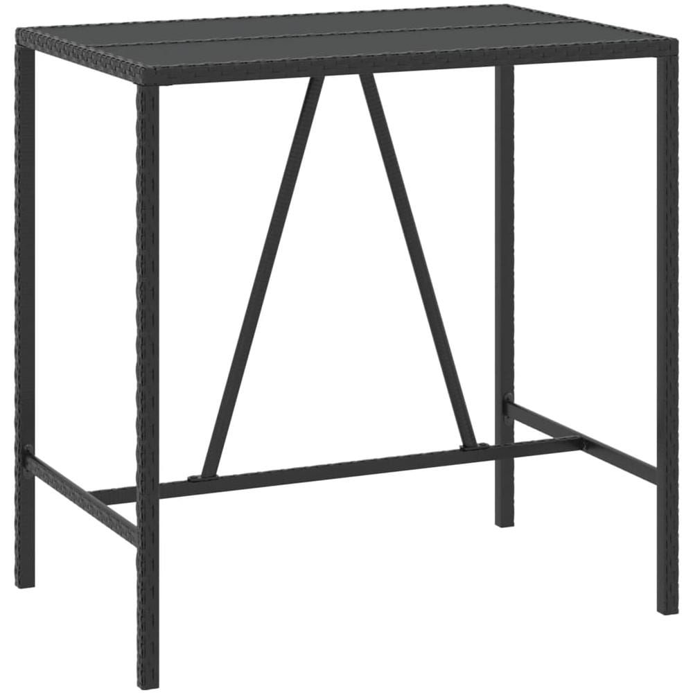 Tavolo Da Bar Con Piano In Vetro Nero 110x70x110 Cm Polyrattan - Foto 2