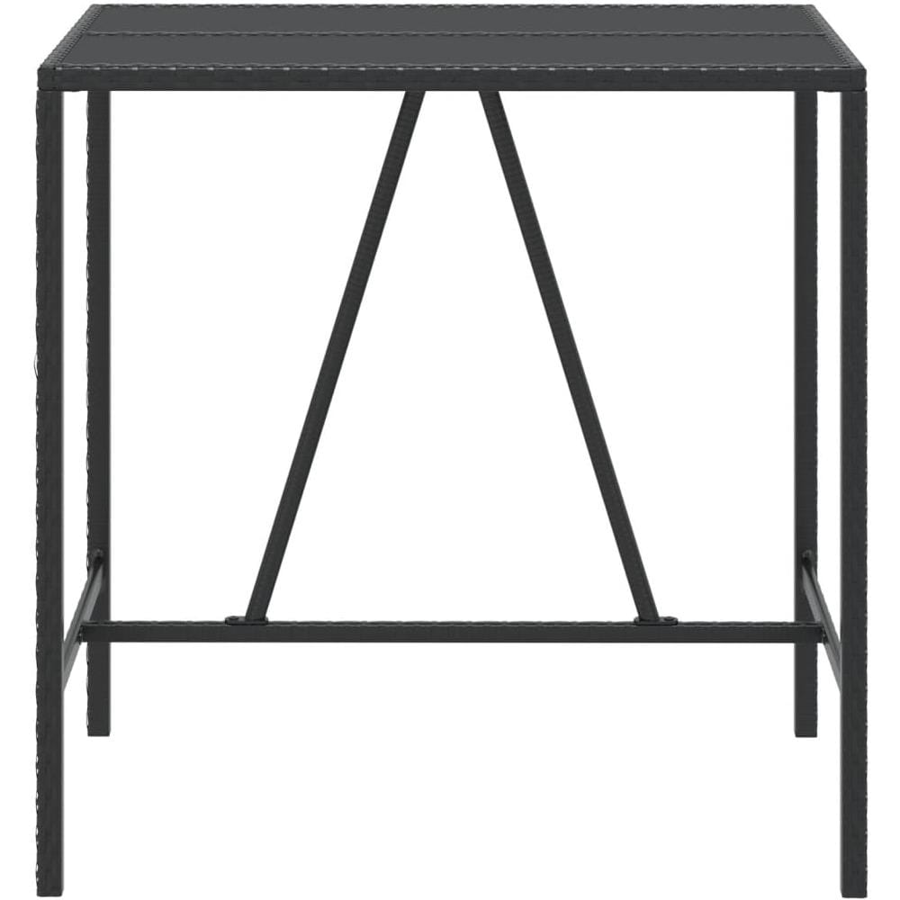 Tavolo Da Bar Con Piano In Vetro Nero 110x70x110 Cm Polyrattan - Foto 3