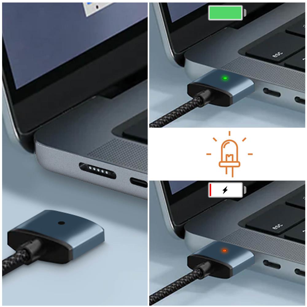 Cavo Da Usb-c A Magsafe 3 Per Macbook Pro E Air M2 Nylon 2 Metri 140w Nero E Blu - Foto 2