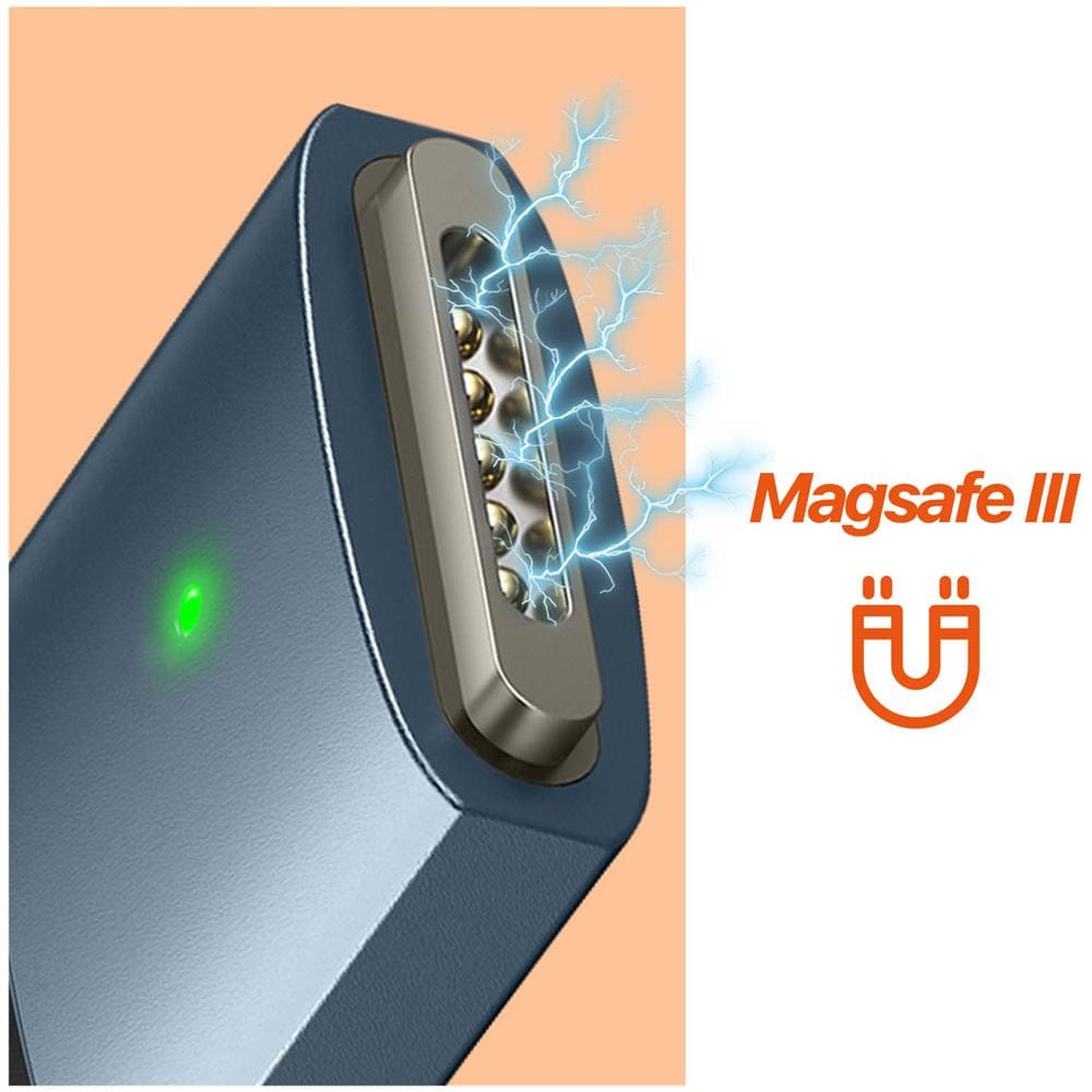 Cavo Da Usb-c A Magsafe 3 Per Macbook Pro E Air M2 Nylon 2 Metri 140w Nero E Blu - Foto 5