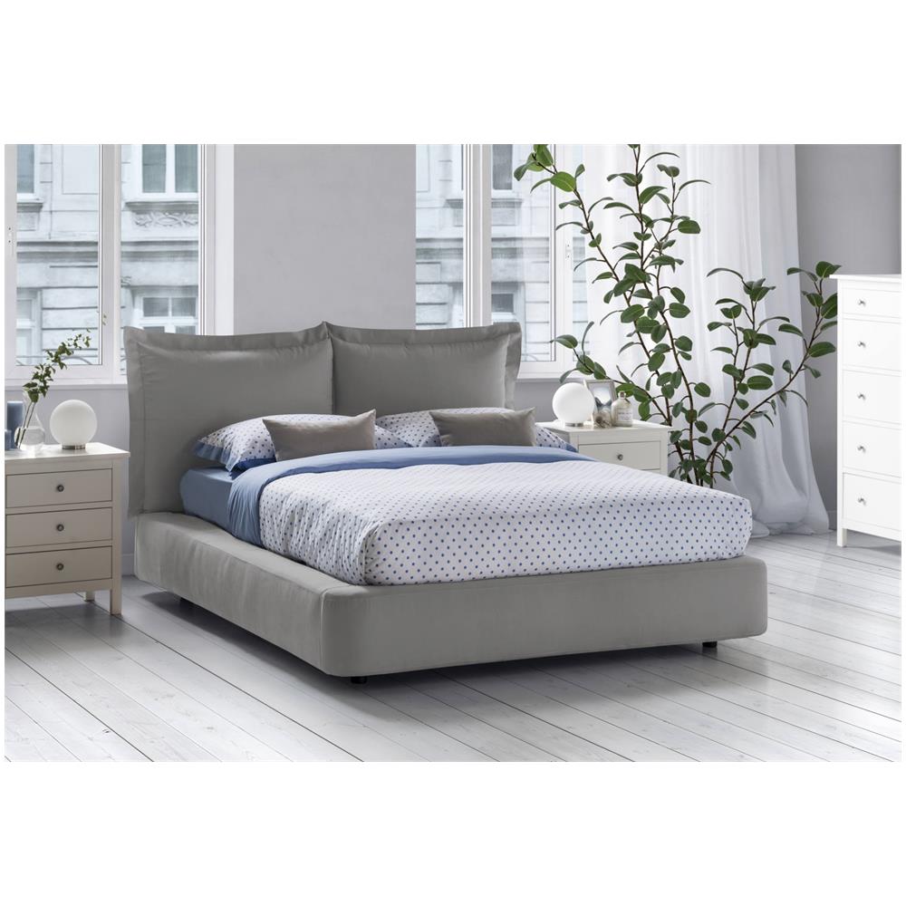 Letto Matrimoniale Cornelia, Letto Contenitore Con Rivestimento In Tessuto, 100% Made In Italy, Apertura Frontale, Adatto Per Materasso 160x190 Cm, Grigio - Foto 1