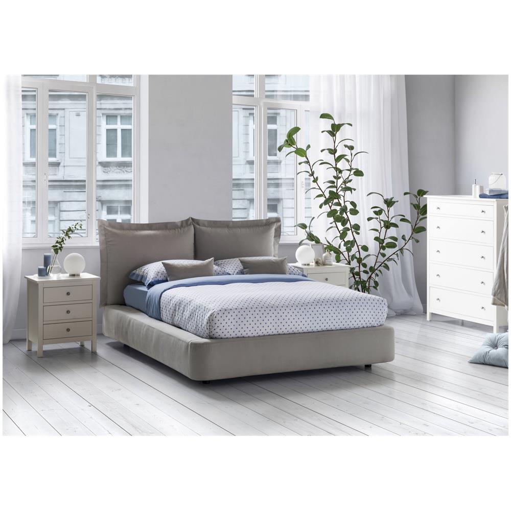 Letto Matrimoniale Cornelia, Letto Contenitore Con Rivestimento In Tessuto, 100% Made In Italy, Apertura Frontale, Adatto Per Materasso 160x190 Cm, Grigio - Foto 4