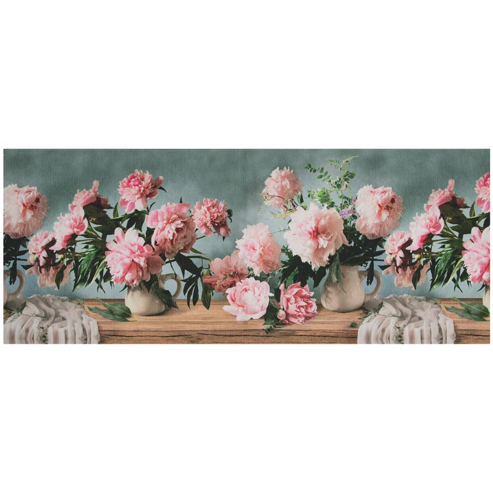 Tappeto Cucina Antiscivolo Stampa Digitale Emozioni Fantasie Floreali Vintage 58x140 Peonie - Foto 1