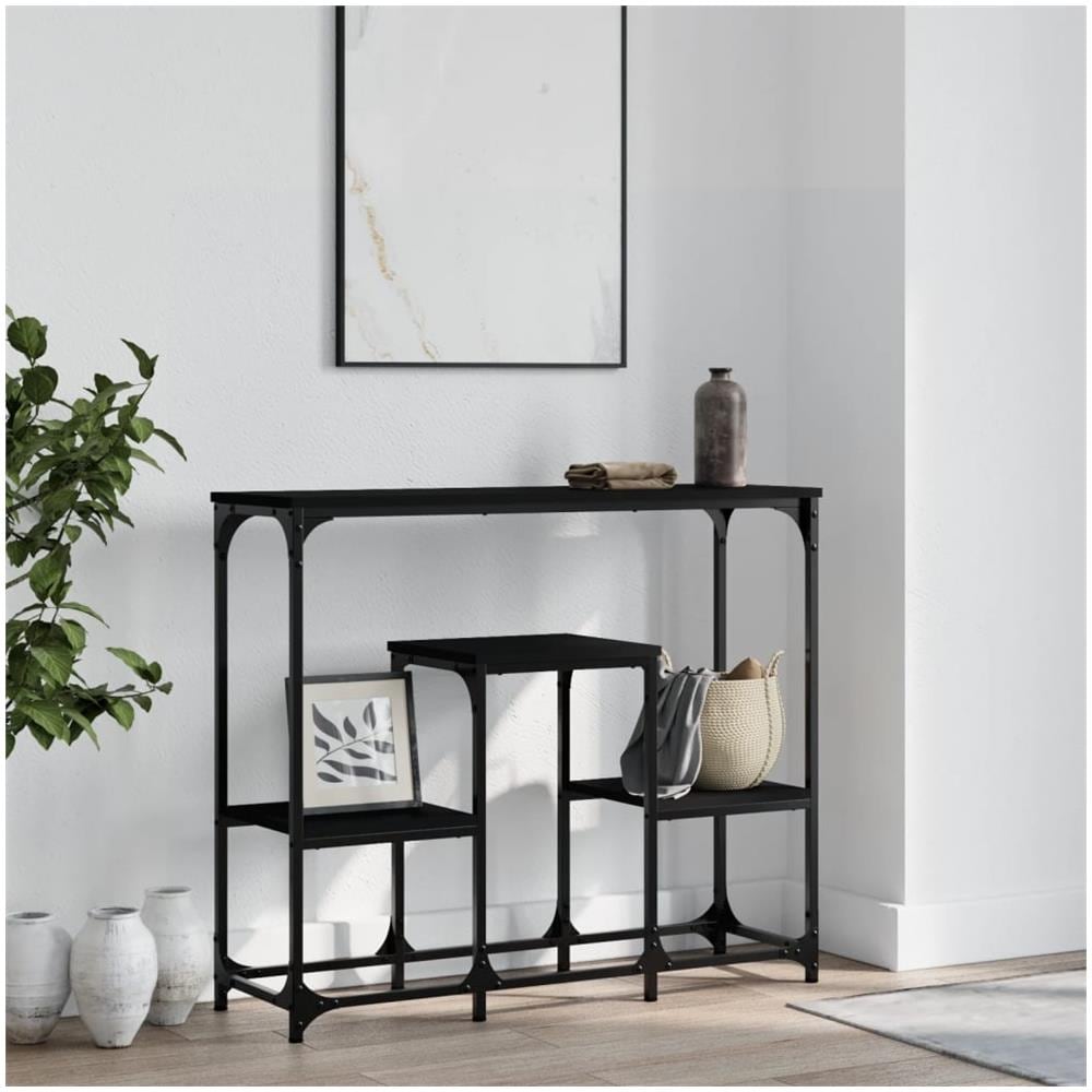 Tavolino Consolle Nero 89,5x28x76 Cm In Legno Multistrato - Foto 1
