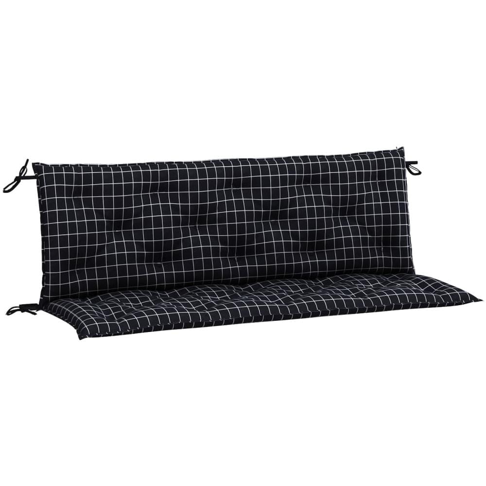 Cuscini Panca Da Giardino 2pz A Quadri Nero 150x50x7 Cm Tessuto - Foto 2