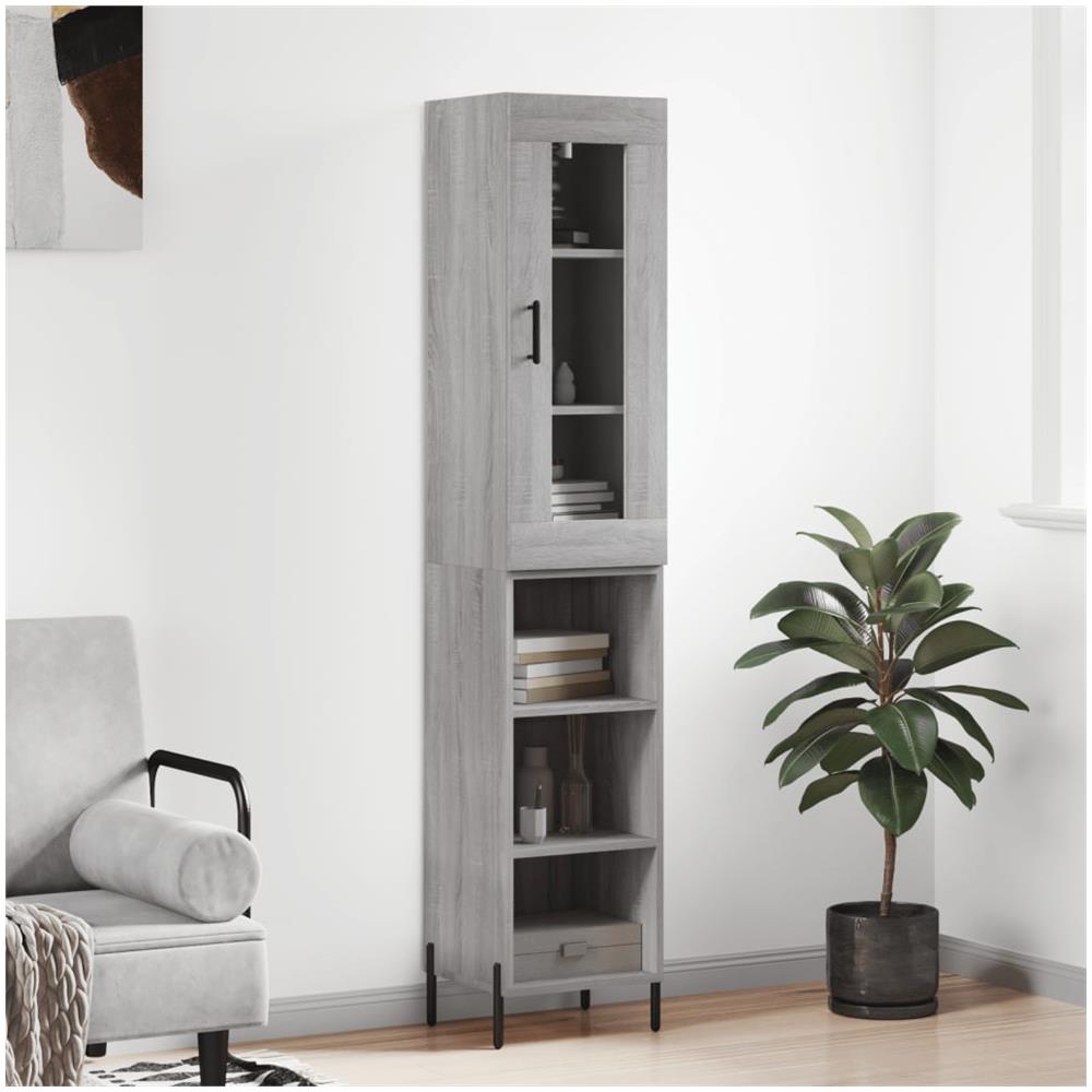 Credenza Grigio Sonoma 34,5x34x180 Cm In Legno Multistrato - Foto 1