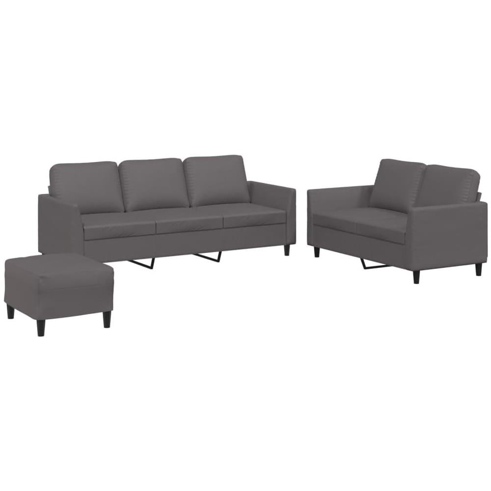 Set di Divani 3 pz con Cuscini Grigio in Similpelle - Foto 1