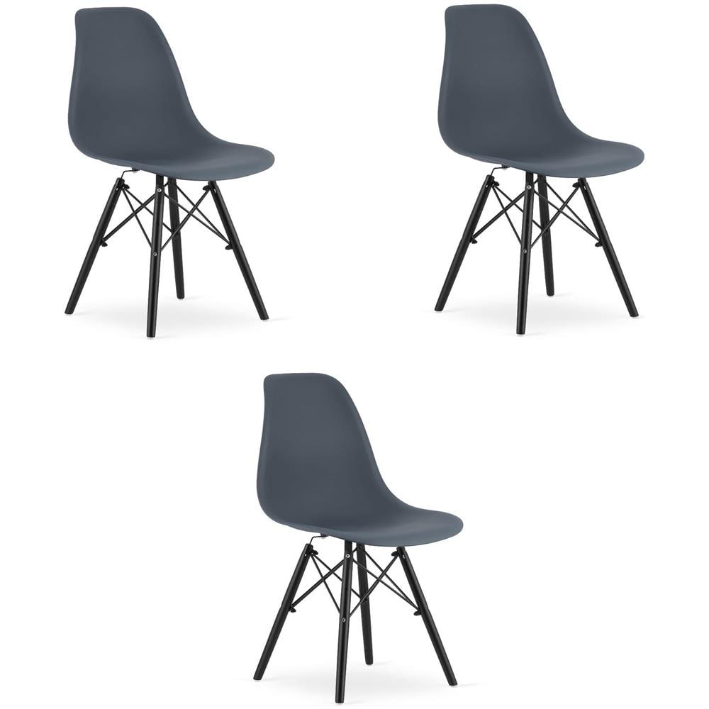 Sedia OSAKA con gambe nere ardesia scura per soggiorno x3 - Foto 1