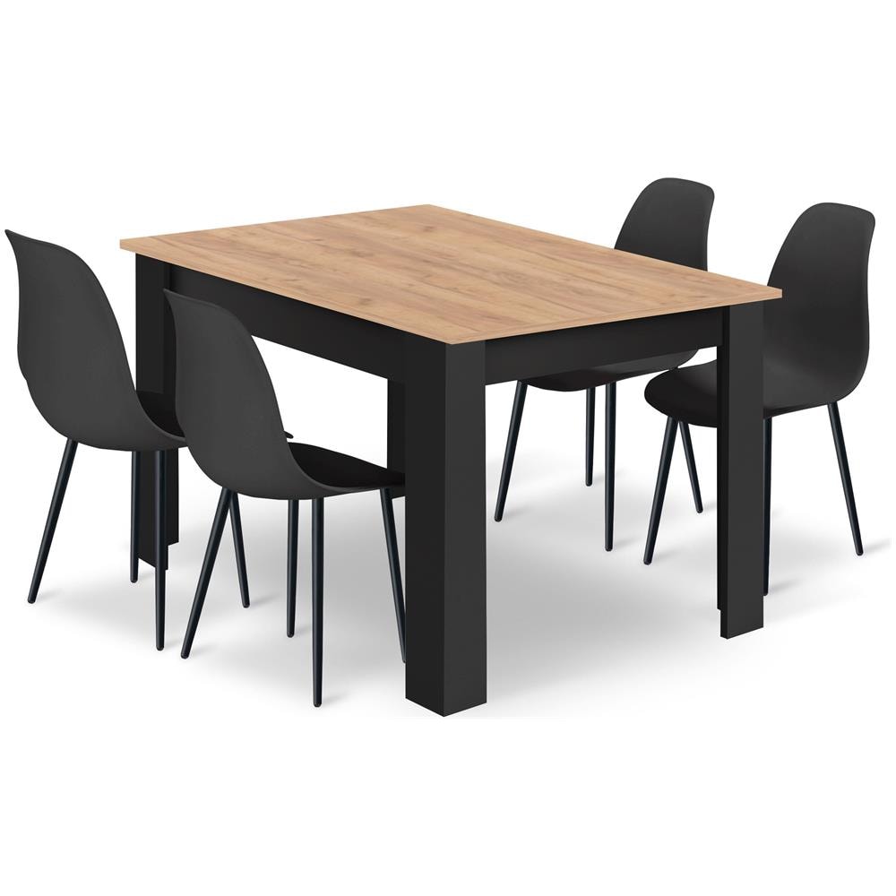 Tavolo da lavoro moderno con 4 sedie WAT nere NP 120x80 - Foto 1
