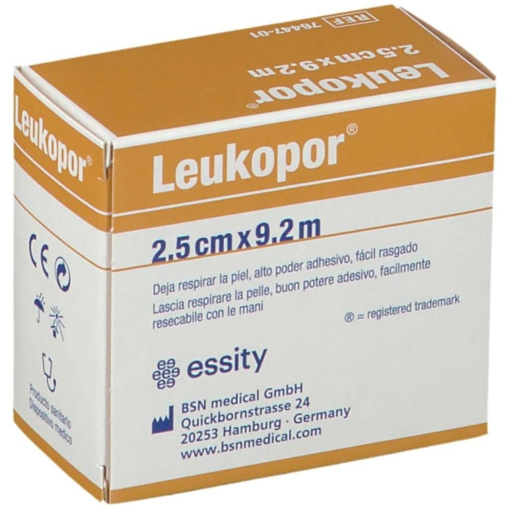 Cerotto in Rocchetto Leukopor Ipoallergenico Tessuto Non Tessuto Bianco 2,5X920 cm con Dispenser - Foto 1
