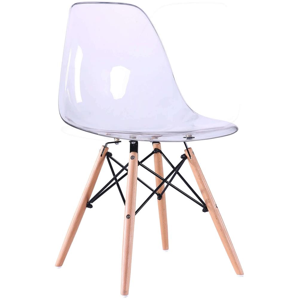 Juliette - Sedia Stile Nordico Trasparente Con Gambe In Legno - Foto 1