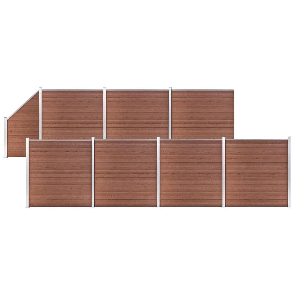 Pannelli Recinzione 7 Quadrati 1 Inclinato 1311x186cm Marrone - Foto 1