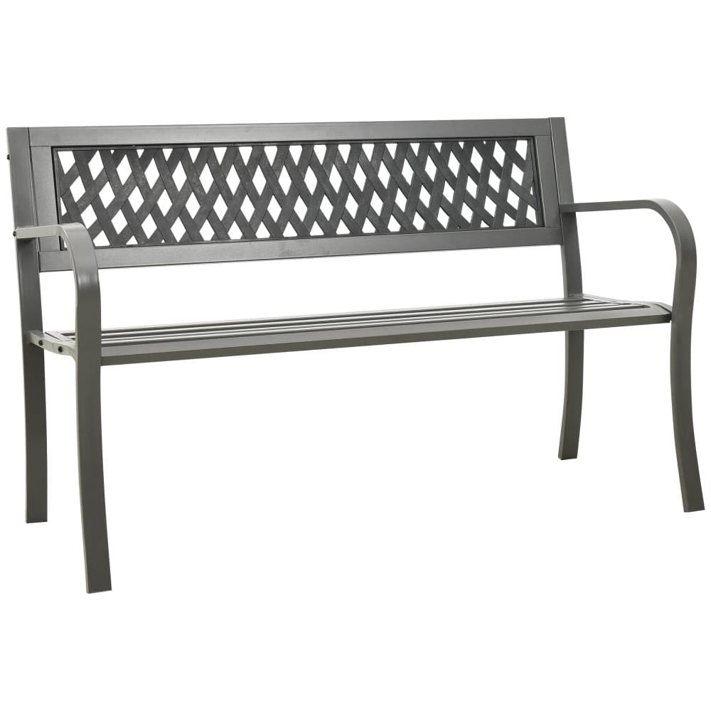 Panchina da Giardino 125 cm in Acciaio Grigia - Foto 1