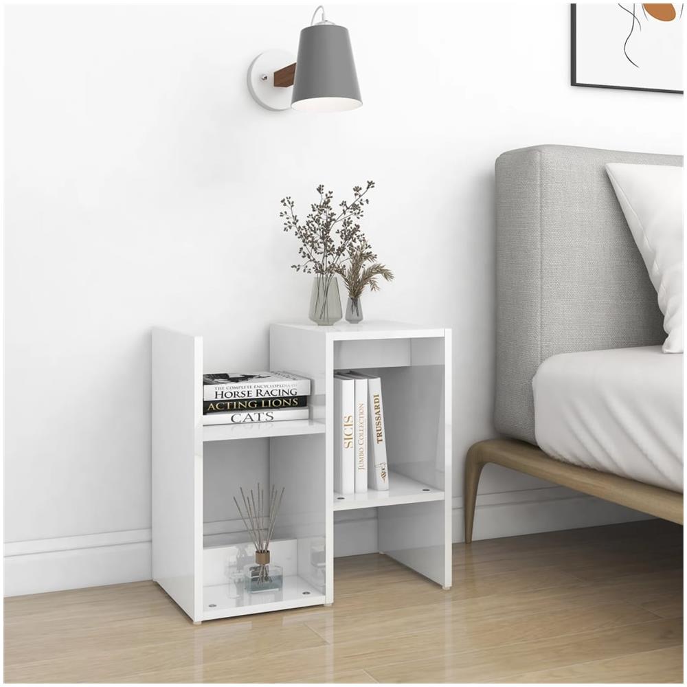 Comodini 2pz Bianco Lucido 50x30x51,5 cm in Legno Multistrato - Foto 2