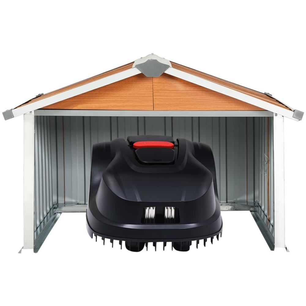 Capanno Per Robot Tosaerba 92x97x63 Cm Acciaio Zincato Marrone - Foto 3