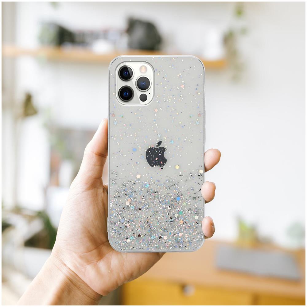 Custodia Compatibile Con Apple Iphone 12 / 12 Pro In Trasparente Con Glitter - Coperchio Protettivo In Silicone Tpu Flessibile Con Glitter Scintillanti - Foto 8