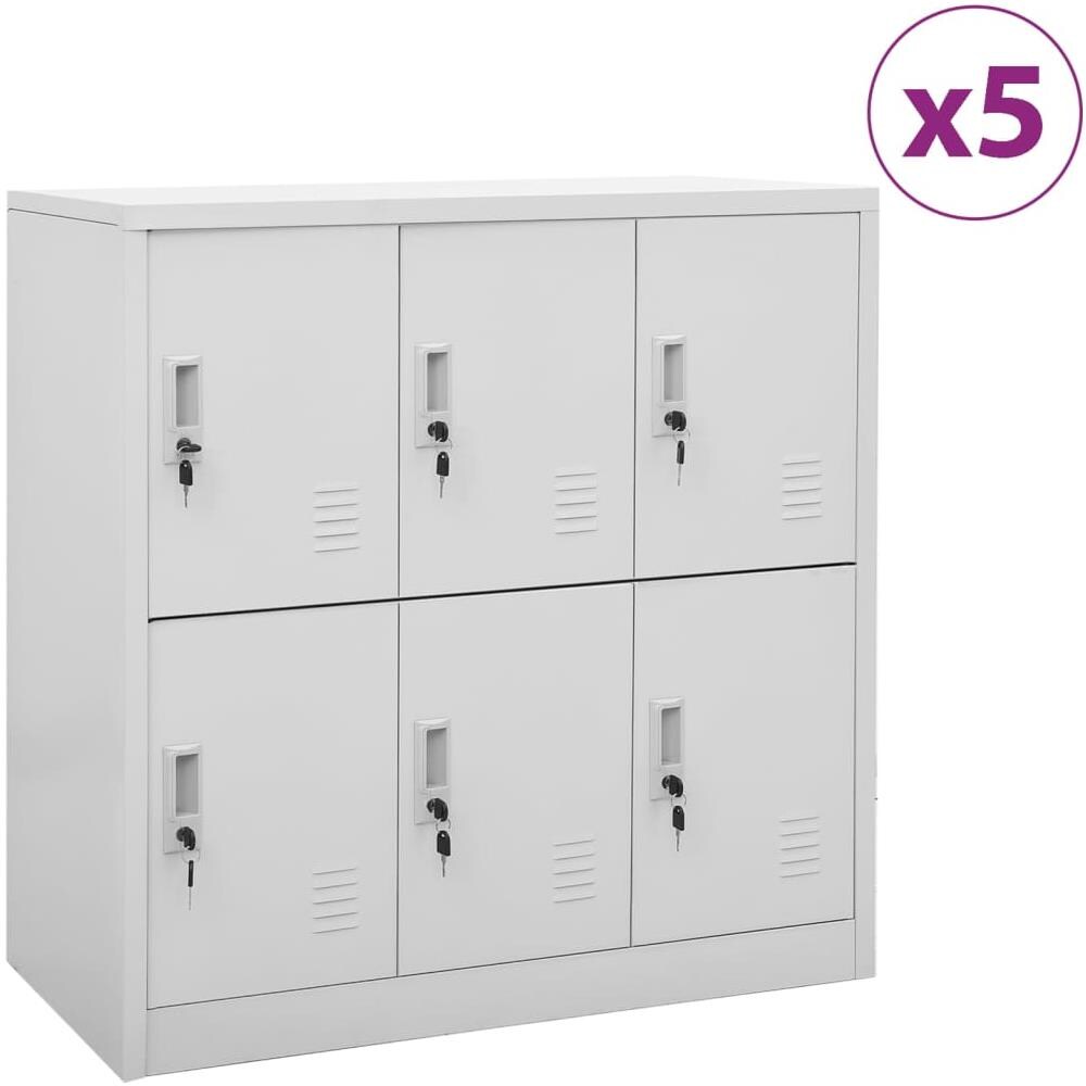 Armadietti Con Chiave 5 Pz Grigio Chiaro 90x45x92,5 Cm Acciaio - Foto 1