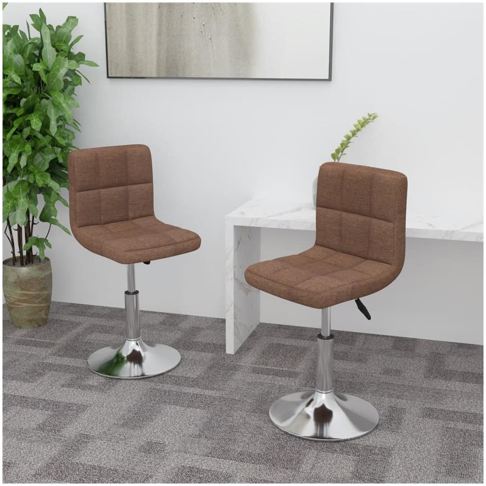 Sedie Da Pranzo Girevoli 2 Pz Marroni In Tessuto - Foto 1