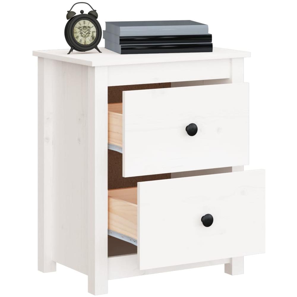 Comodini 2 Pz Bianchi 50x35x61,5 Cm In Legno Massello Di Pino - Foto 7
