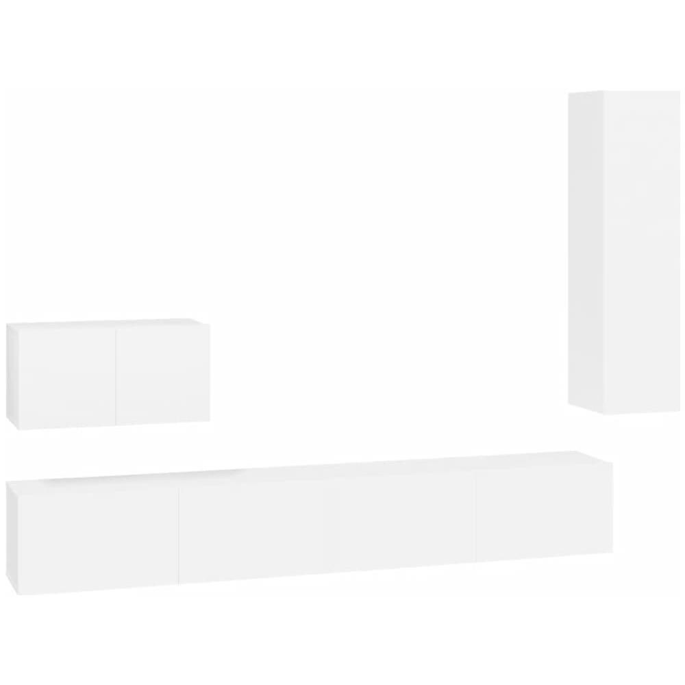 Set Di Mobili Porta Tv 4 Pz Bianco In Legno Multistrato - Foto 2