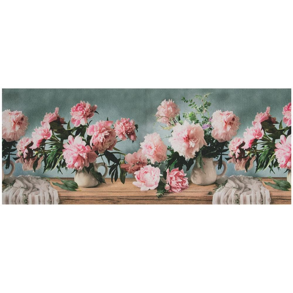 Tappeto Cucina Antiscivolo Stampa Digitale Emozioni Fantasie Floreali Vintage 58x190 Peonie - Foto 1