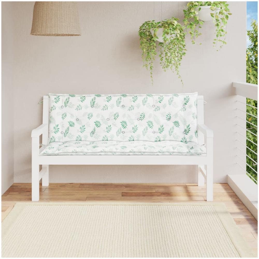 Cuscini Panca Giardino 2 Pz Motivo A Foglie 150x50x7 Cm Tessuto - Foto 1