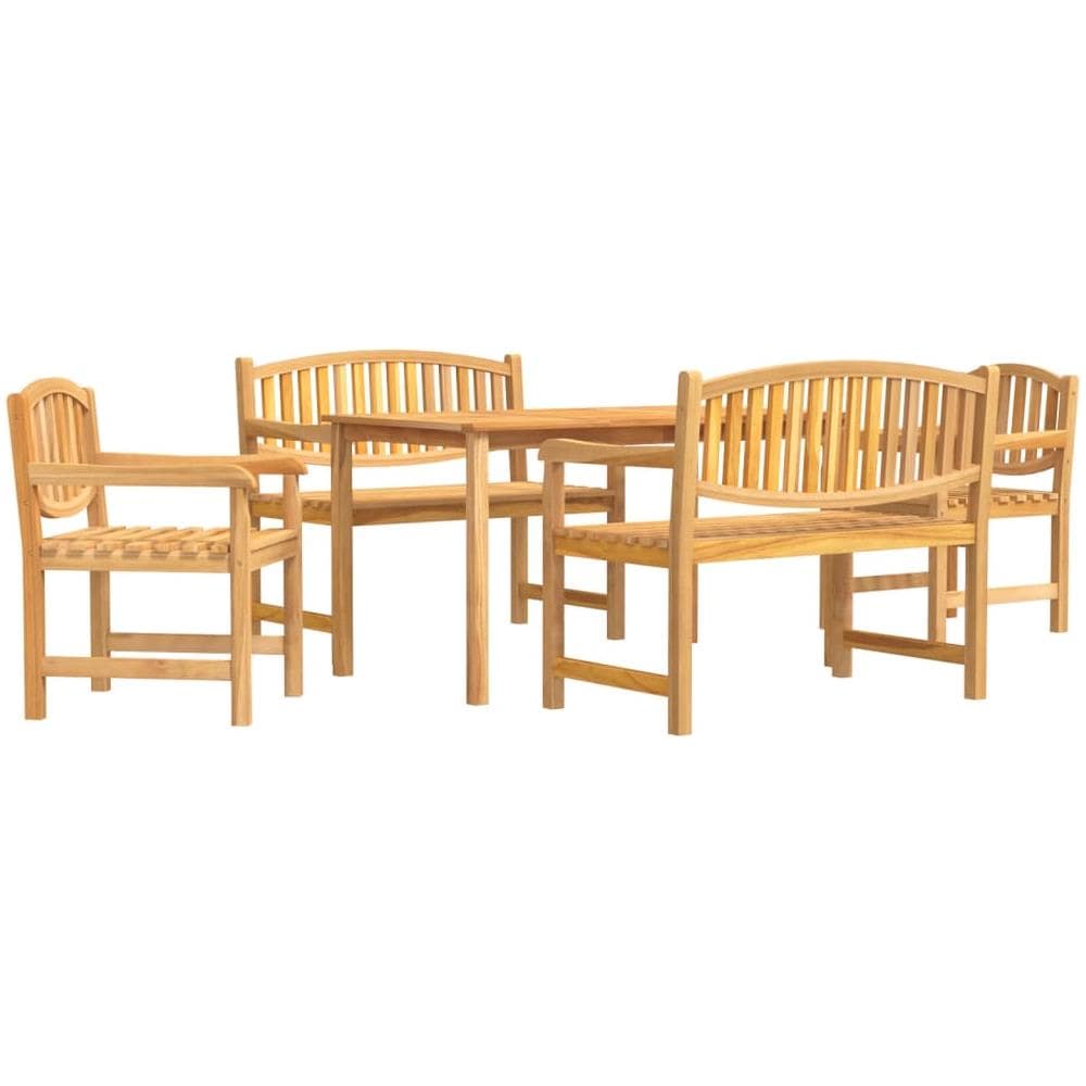 Set Da Pranzo Per Giardino 5 Pz In Legno Massello Di Teak - Foto 1