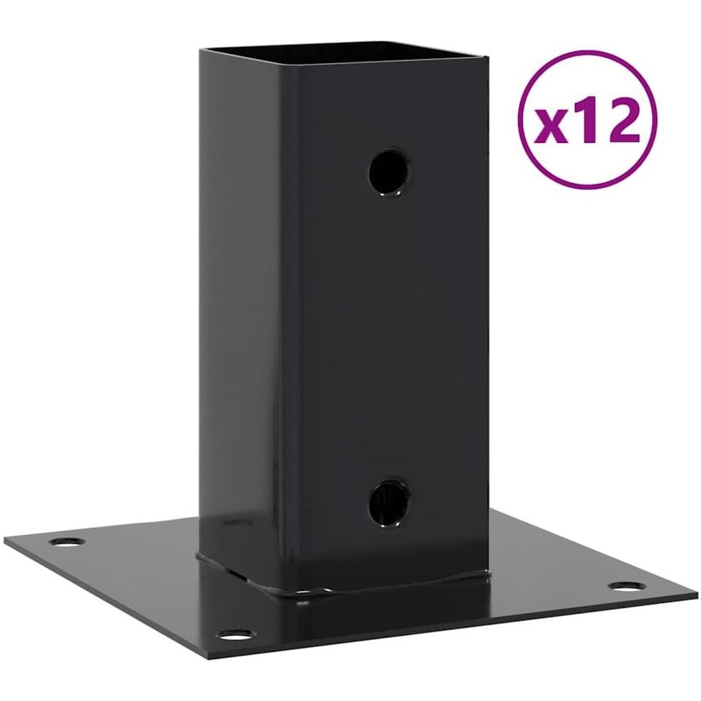 Basi per Pali Quadrati 12 pz 61x61mm Acciaio Verniciato Polvere - Foto 1