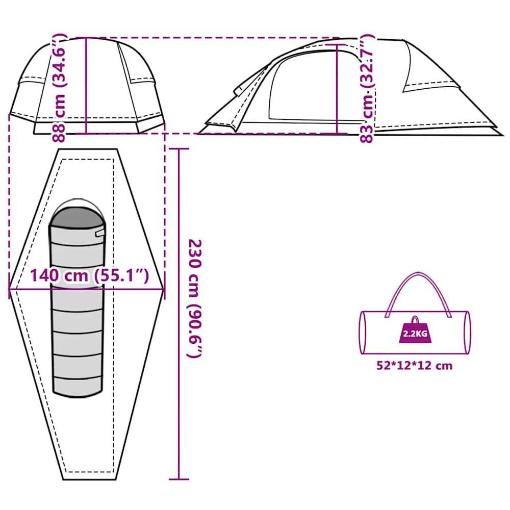 Tenda da Campeggio a Cupola per 1 Persona Blu Impermeabile - Foto 10