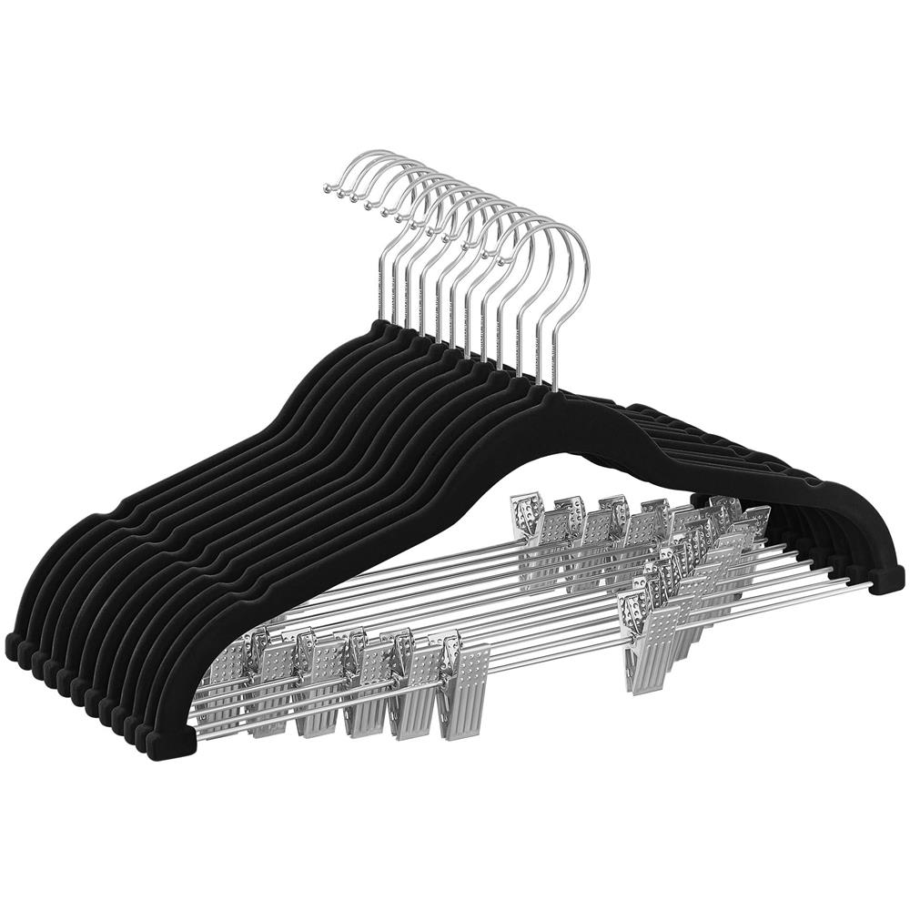 Grucce in velluto nero con clip per organizzare i vestiti - CRF12B x12 - Foto 1