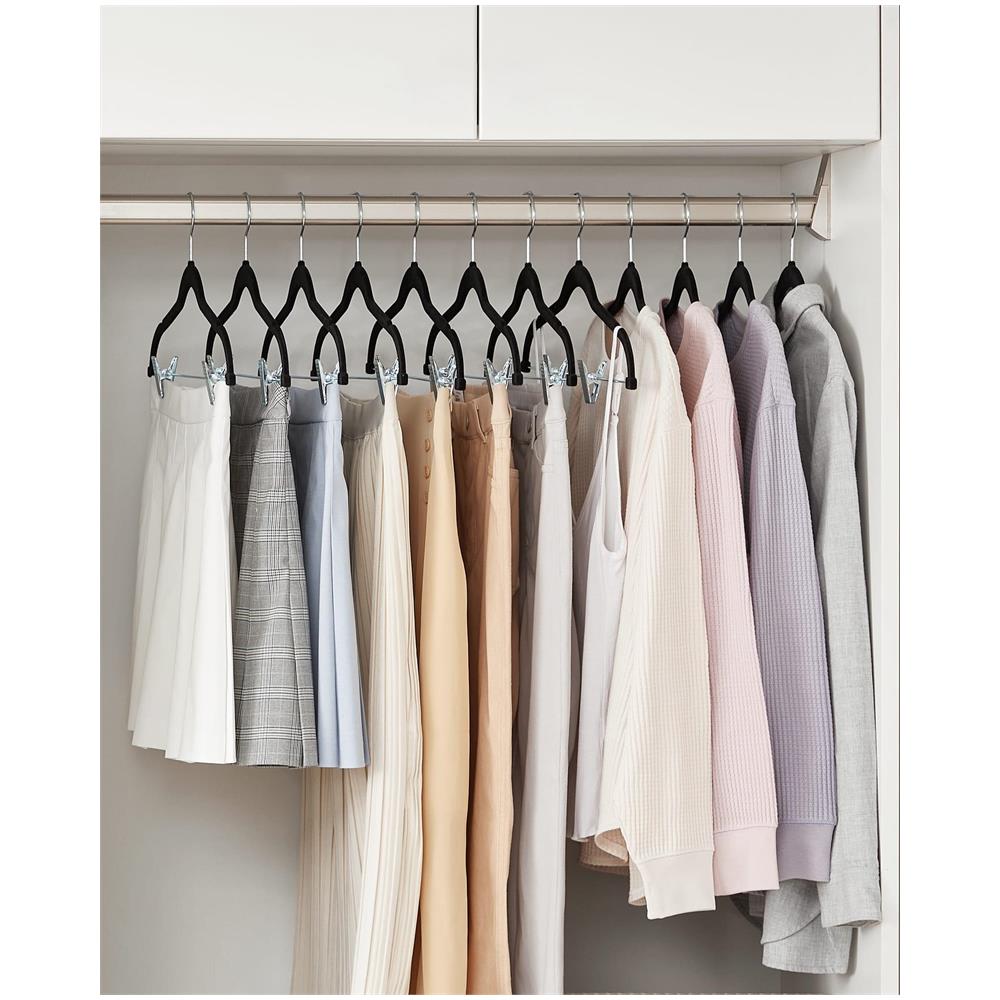 Grucce in velluto nero con clip per organizzare i vestiti - CRF12B x12 - Foto 2