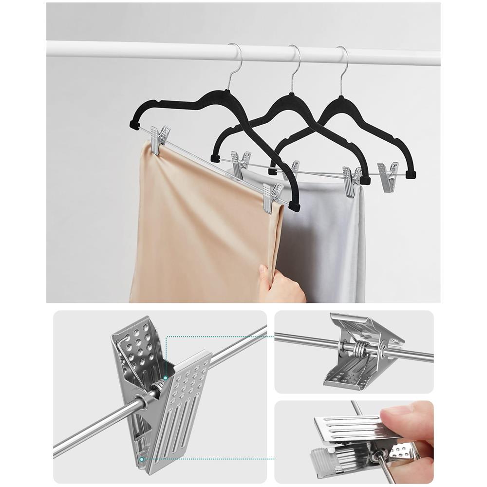 Grucce in velluto nero con clip per organizzare i vestiti - CRF12B x12 - Foto 7