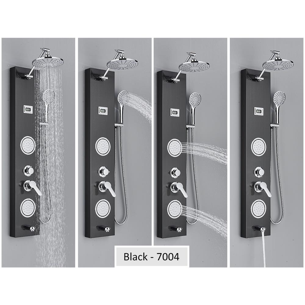 Pannello doccia, Blackswan, modello M7004 nero con soffione, display digitale, bocca di erogazione e funzioni SPA, dimensioni 111 cm - Foto 2