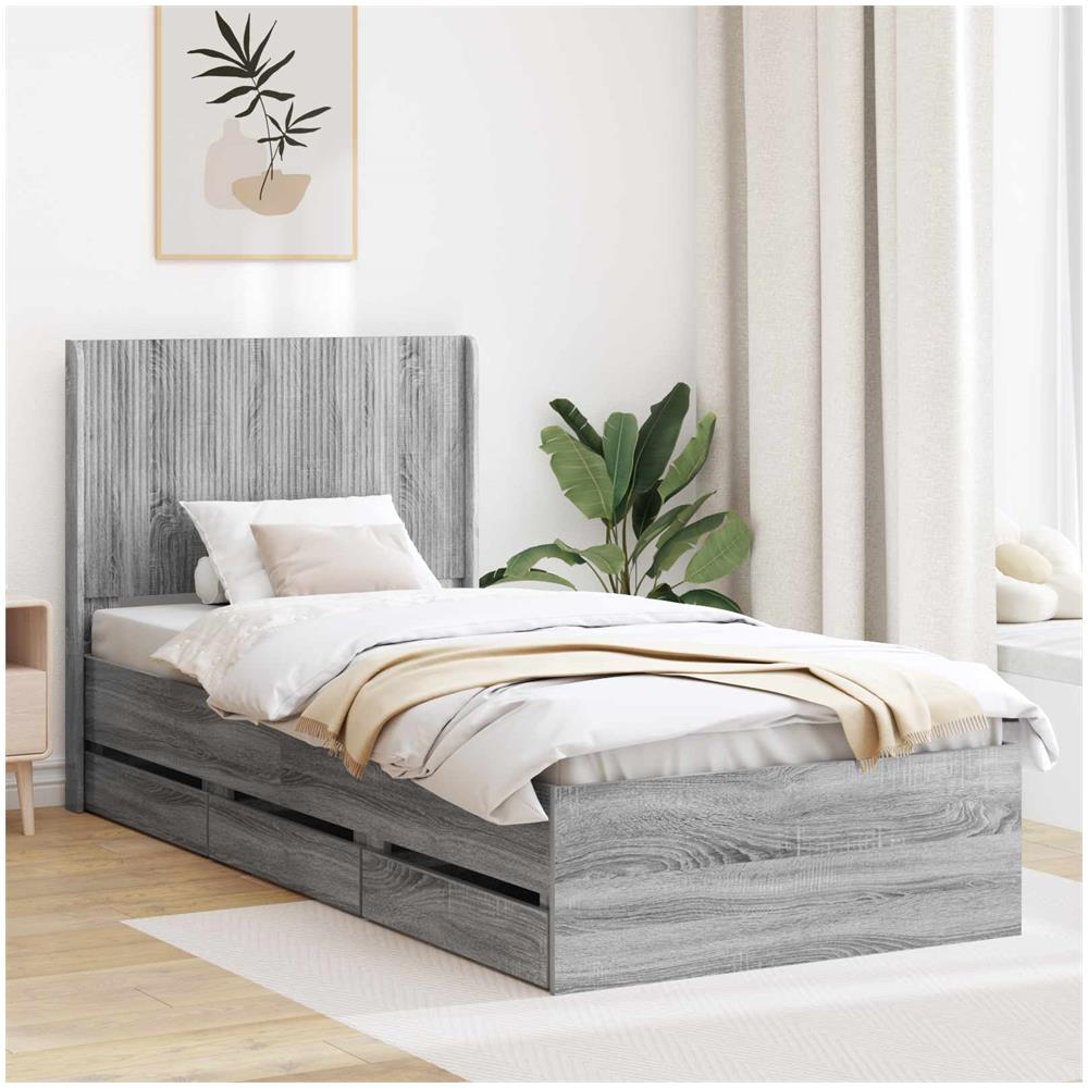 Struttura del letto con stoccaggio e testata Grigio Sonoma - Foto 1