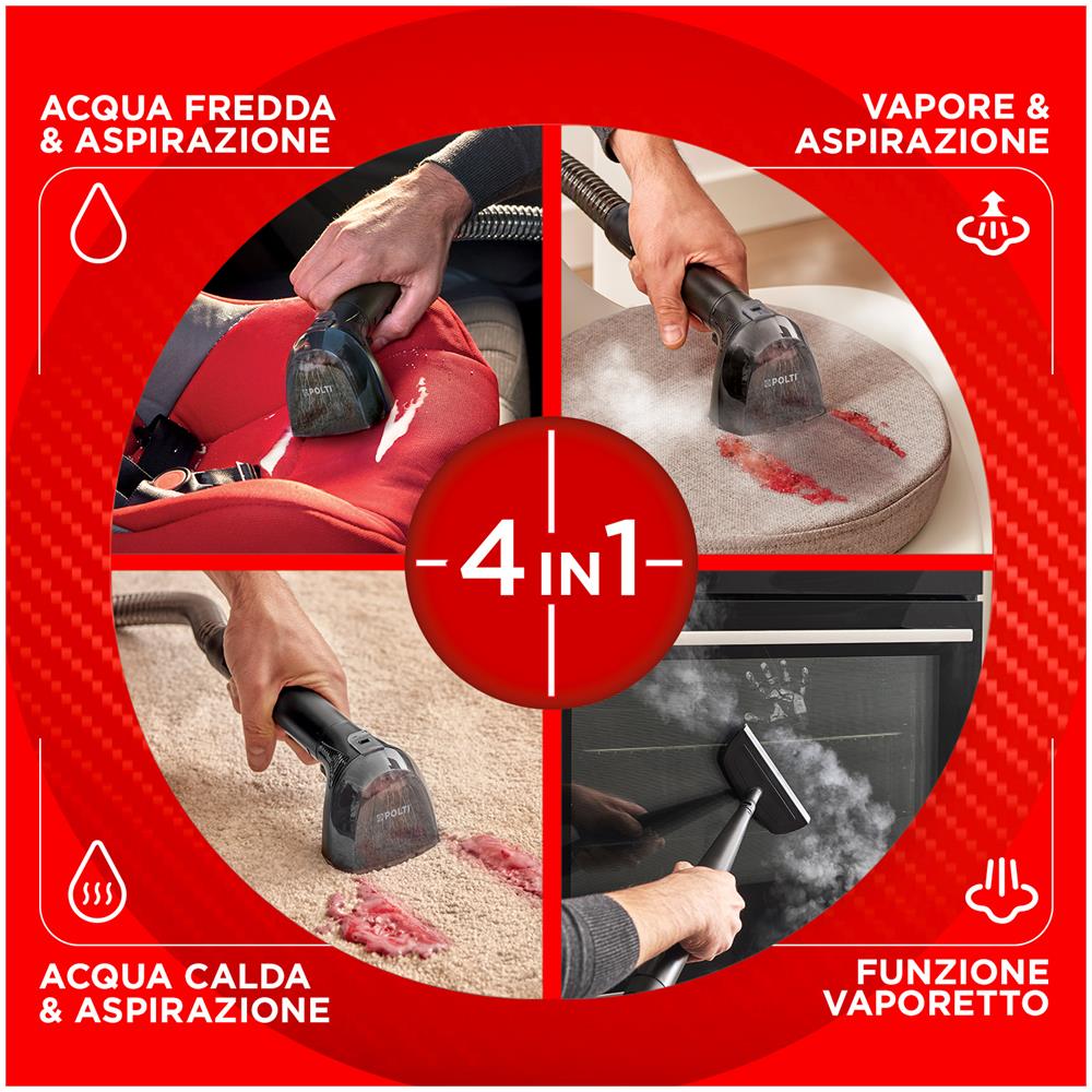 StainOver PET SC40 Pulitore per Tappezzeria a Vapore 2000 W 4 in 1 con Aspirazione e Spazzola per Peli Animali - Foto 2