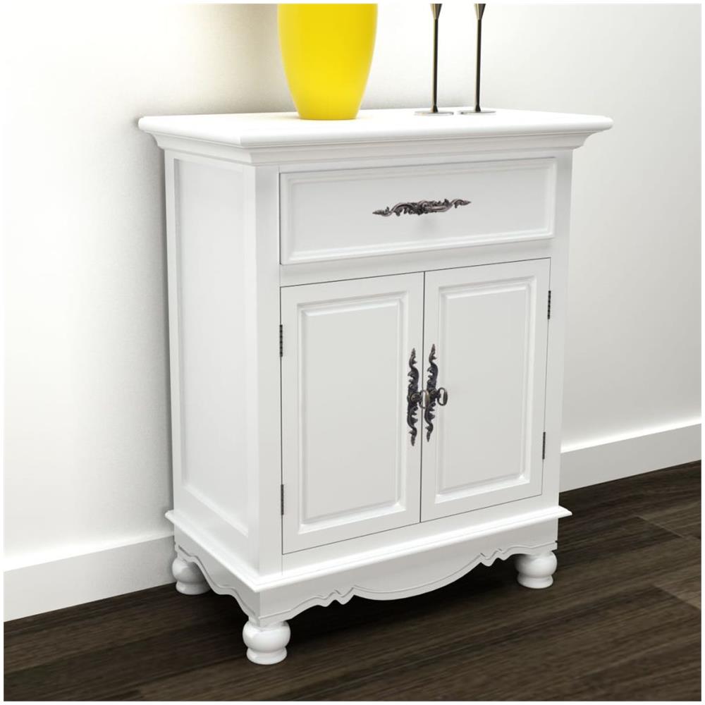 Armadietto in Legno con 2 Ante e 1 Cassetto Bianco - Foto 1