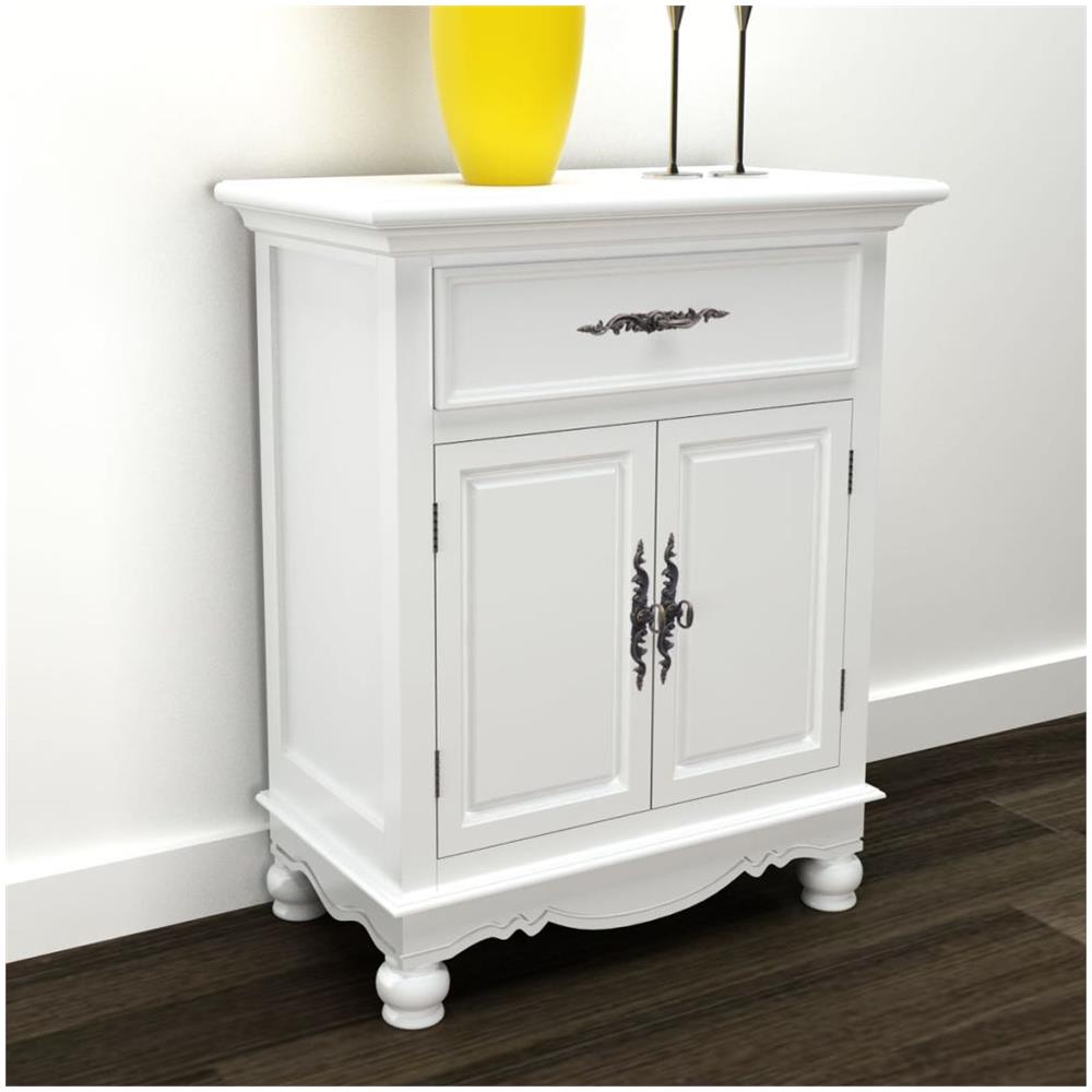 Armadietto in Legno con 2 Ante e 1 Cassetto Bianco - Foto 2