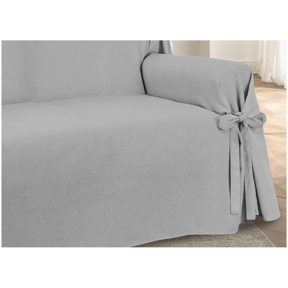 Copridivano Con Laccetti Disegno Prezioso Grigio Modello O.B. Poltrona Grigio - Foto 5