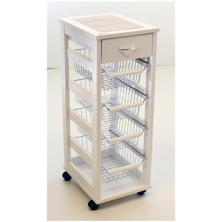 Carrello Portatutto In Faggio MASLEGNO – Portafrutta, Pane E Bottiglie, H.85 Cm, Finitura Ciliegio