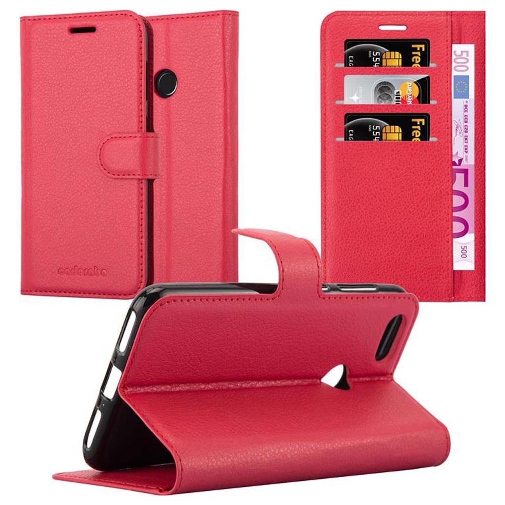 Custodia Compatibile Con Huawei Y6 Pro 2017 In Rosso Carminio - Coperchio Protettiva Con Chiusura Magnetica, Funzione Stand E Tasca Per Le Carte - Foto 1
