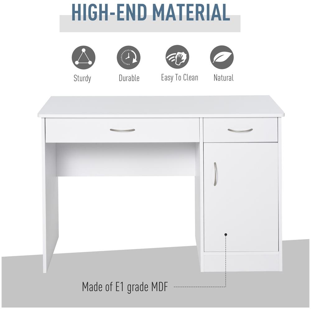 Scrivania Pc Moderna Da Ufficio O Camera 2 Cassetti E Armadietto In Legno Bianco - Foto 2